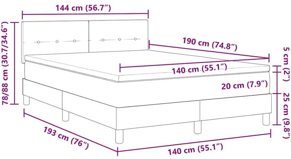 LED Čiužinio Lova su galvūgalio Taupe 140 x 190 cm audinys