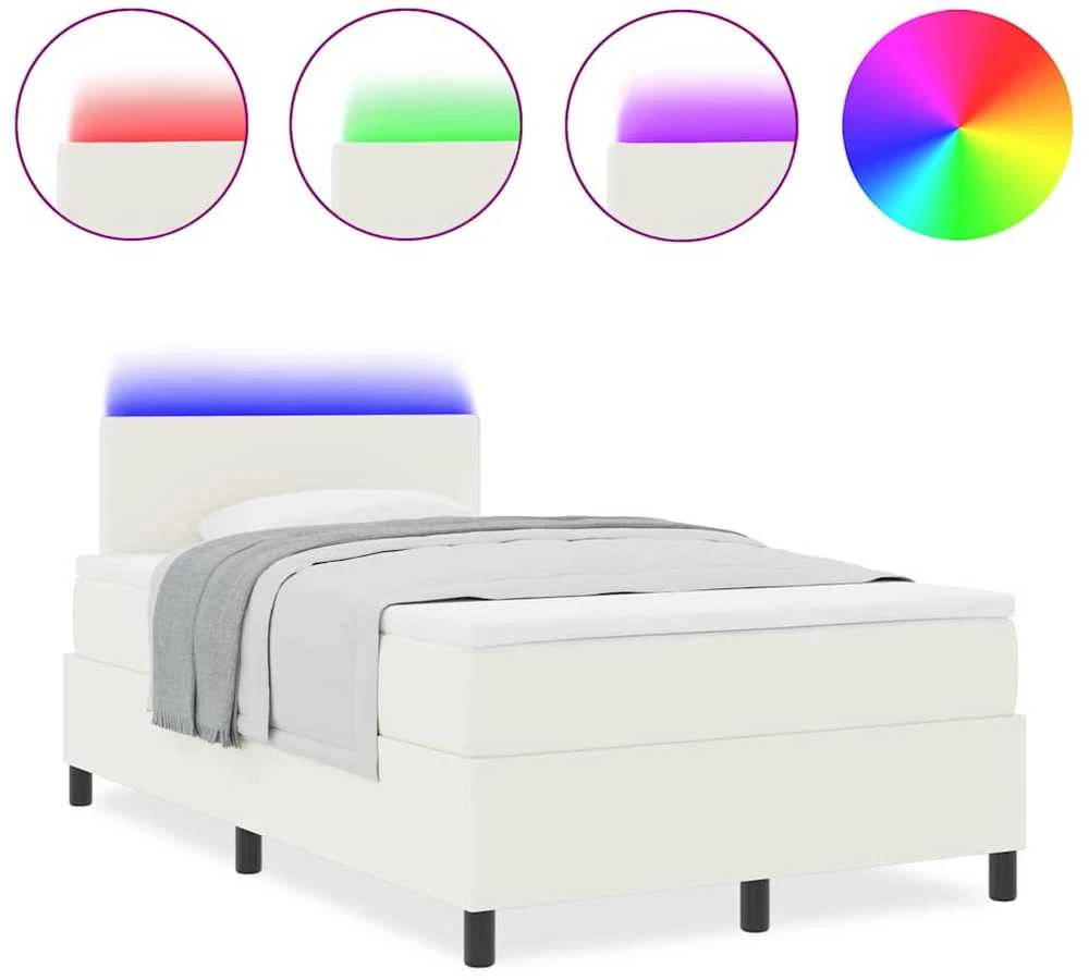 LED Čiužinio Lova su galvūgalio Kremas ir balta 120 x 200 cm