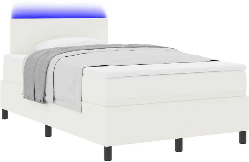 LED Čiužinio Lova su galvūgalio Kremas ir balta 120 x 200 cm