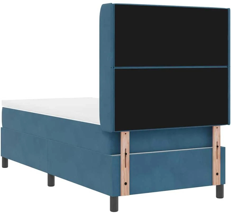Kiemas lova su čiužiniu su LED Mėlyna 90 x 190 cm Aksomas