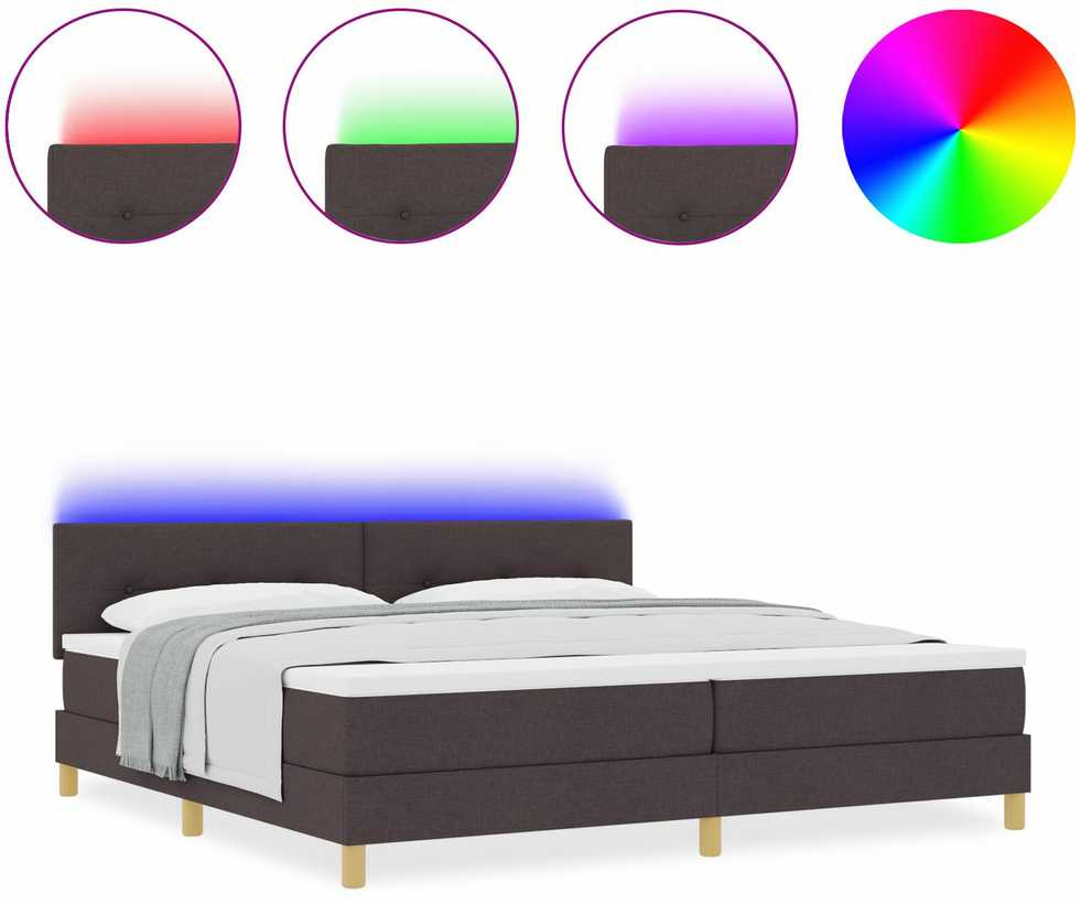 LED Čiužinio Lova Tamsiai rudas 200 x 200 cm audinys