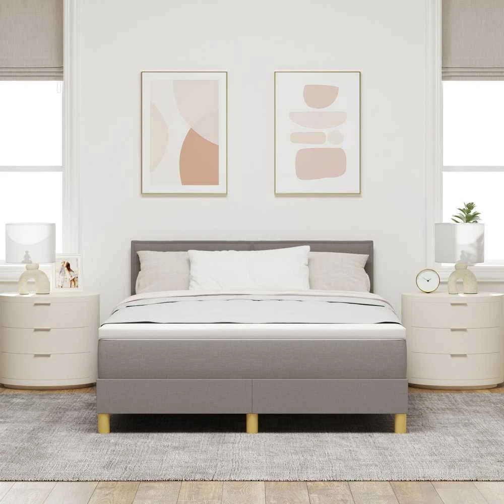 LED Čiužinio Lova su galvūgalio Taupe 140 x 190 cm audinys