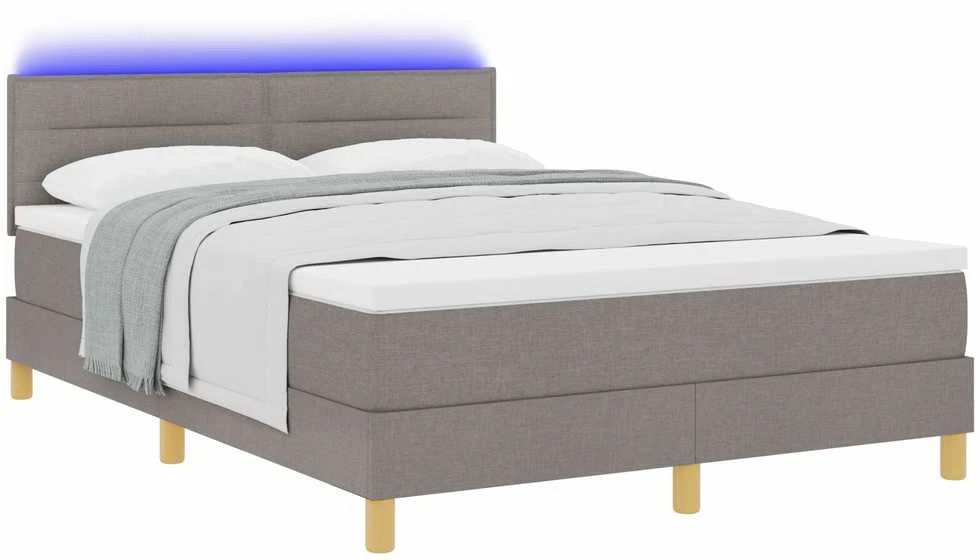 LED Čiužinio Lova su galvūgalio Taupe 140 x 190 cm audinys