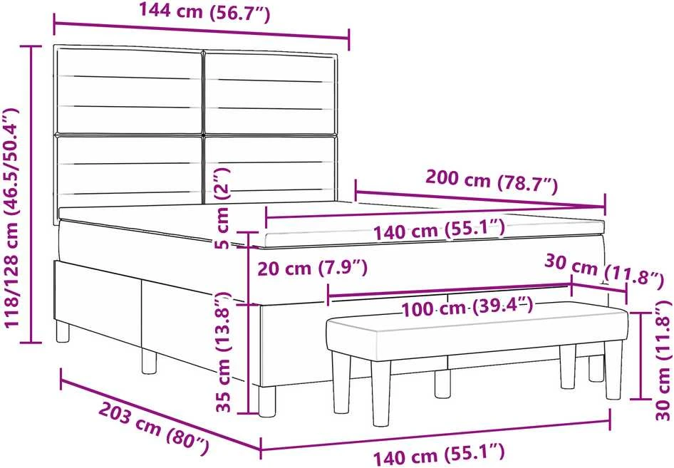 Kiemas lova su pagalve Šviesiai pilka 200 x 140 cm audinys