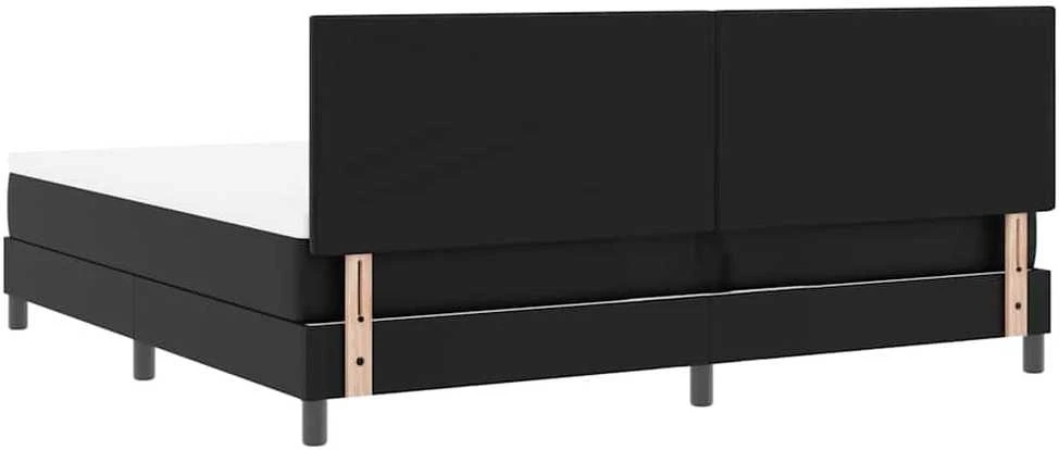 Kiemas lova su LED juostelėmis Juoda 200 x 200 cm Dirbtinė oda