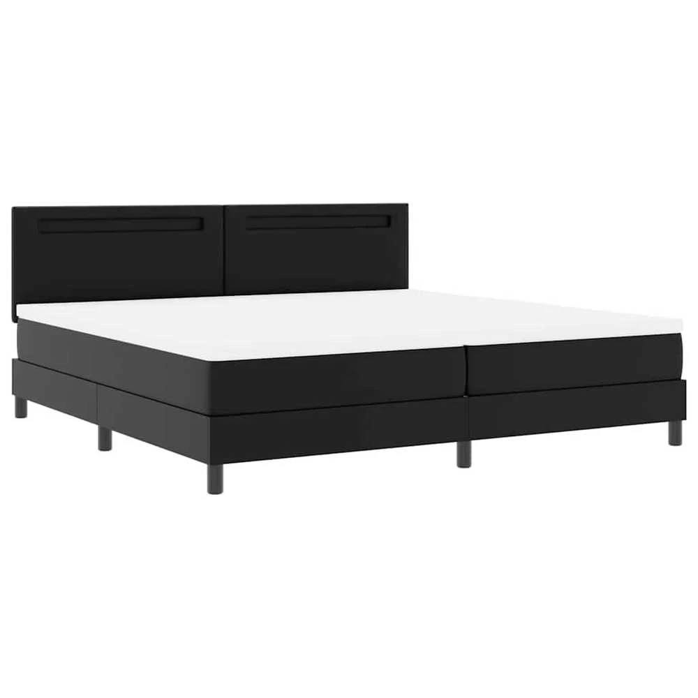 Kiemas lova su LED juostelėmis Juoda 200 x 200 cm Dirbtinė oda