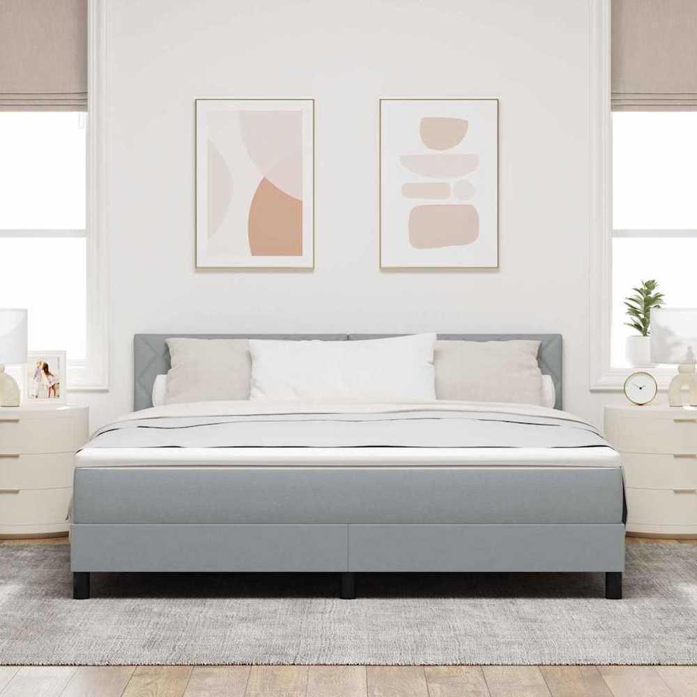 Kiemas lova su pagalve Šviesiai pilka 180 x 200 cm audinys