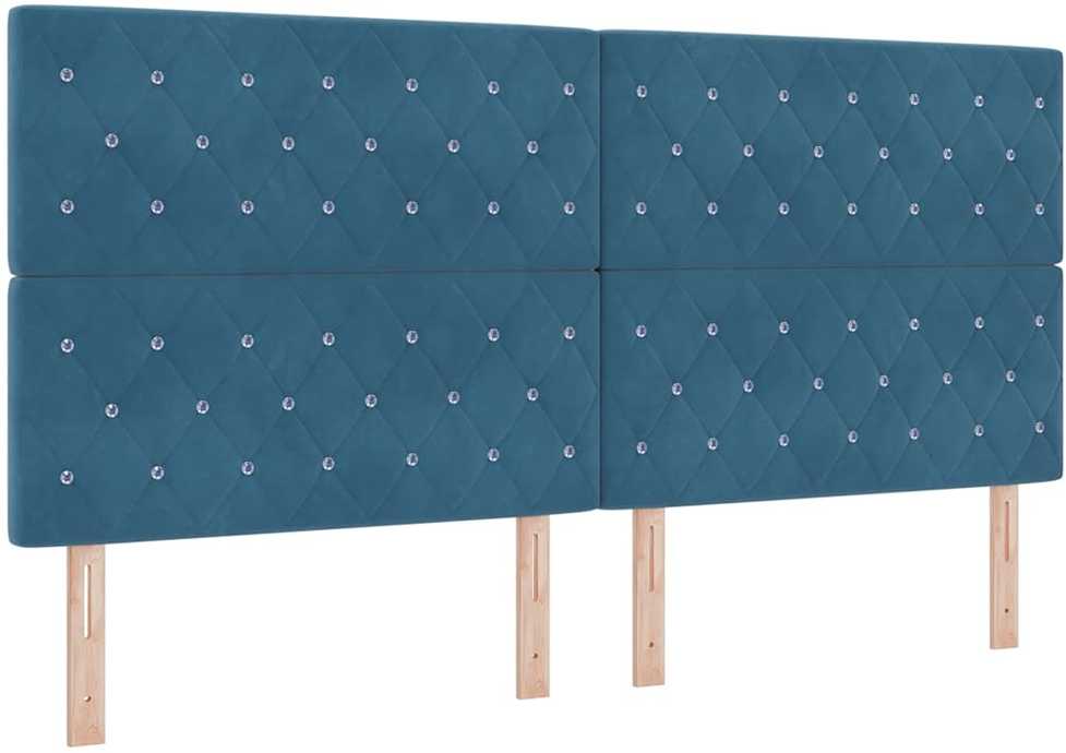 Kiemas lova su čiužiniu Tamsiai mėlyna 200 x 200 cm Aksomas