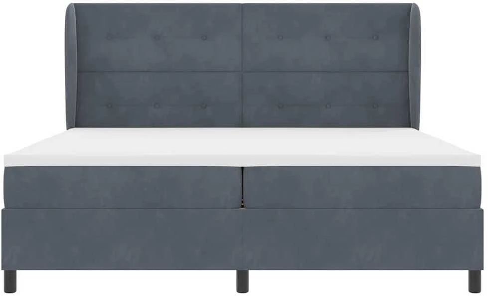Kiemas lova su galvūgalio Tamsiai pilka 200 x 200 cm Aksomas