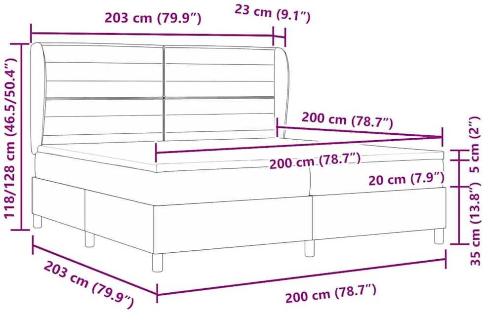 Kiemas lova su čiužiniu Tamsiai pilka 200 x 200 cm audinys