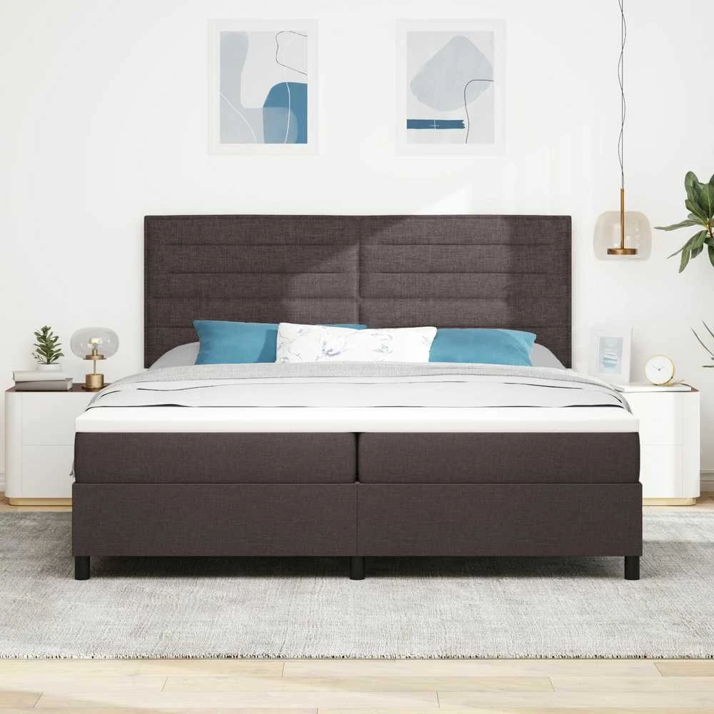 Kiemas lova su čiužiniu Tamsiai rudas 200 x 200 cm audinys