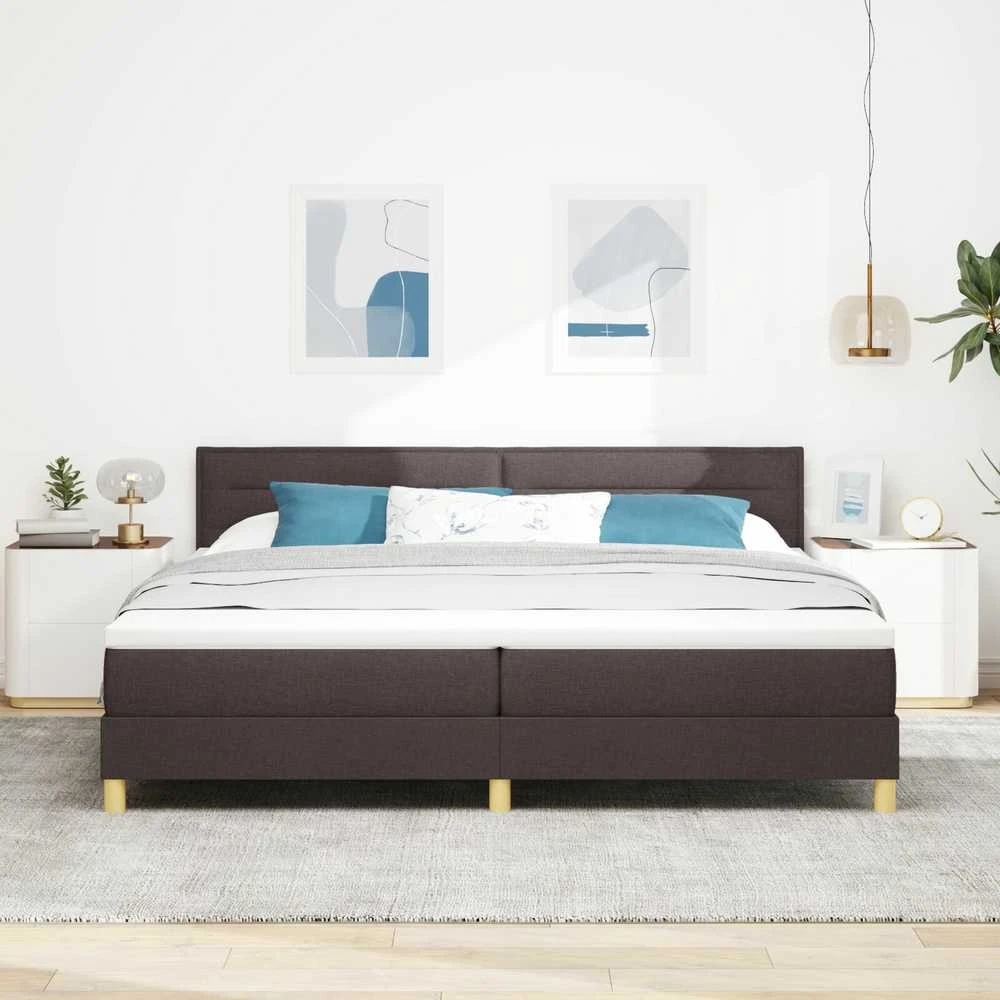 Kiemas lova su pagalve Tamsiai rudas 200 x 200 cm audinys