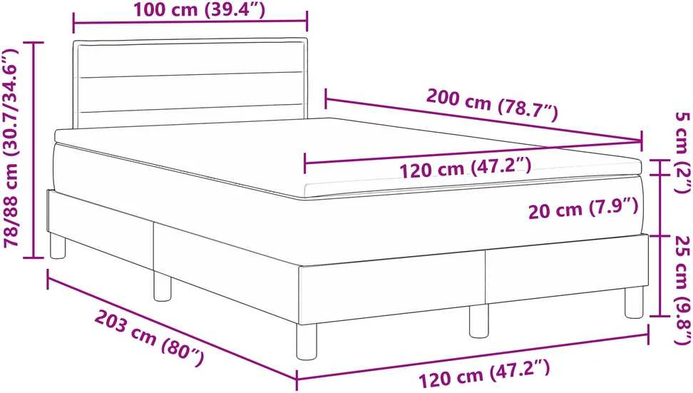 Kiemas lova su pagalve Tortora 120 x 200 cm audinys