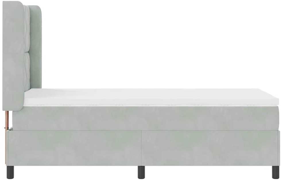 Kiemas lova su galvūgalio Šviesiai pilka 100 x 200 cm Aksomas