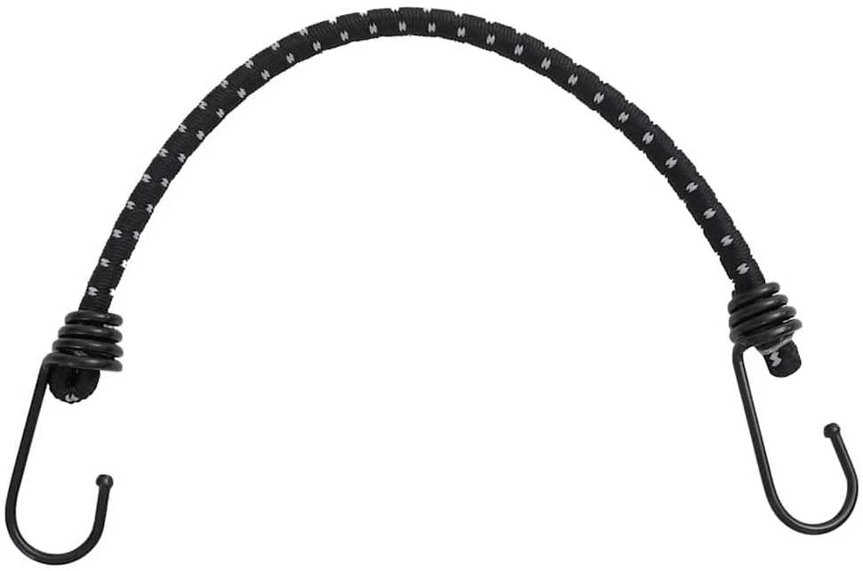 Bungee virvelės su juostelėmis ir kabliukais, 25vnt., 38cm