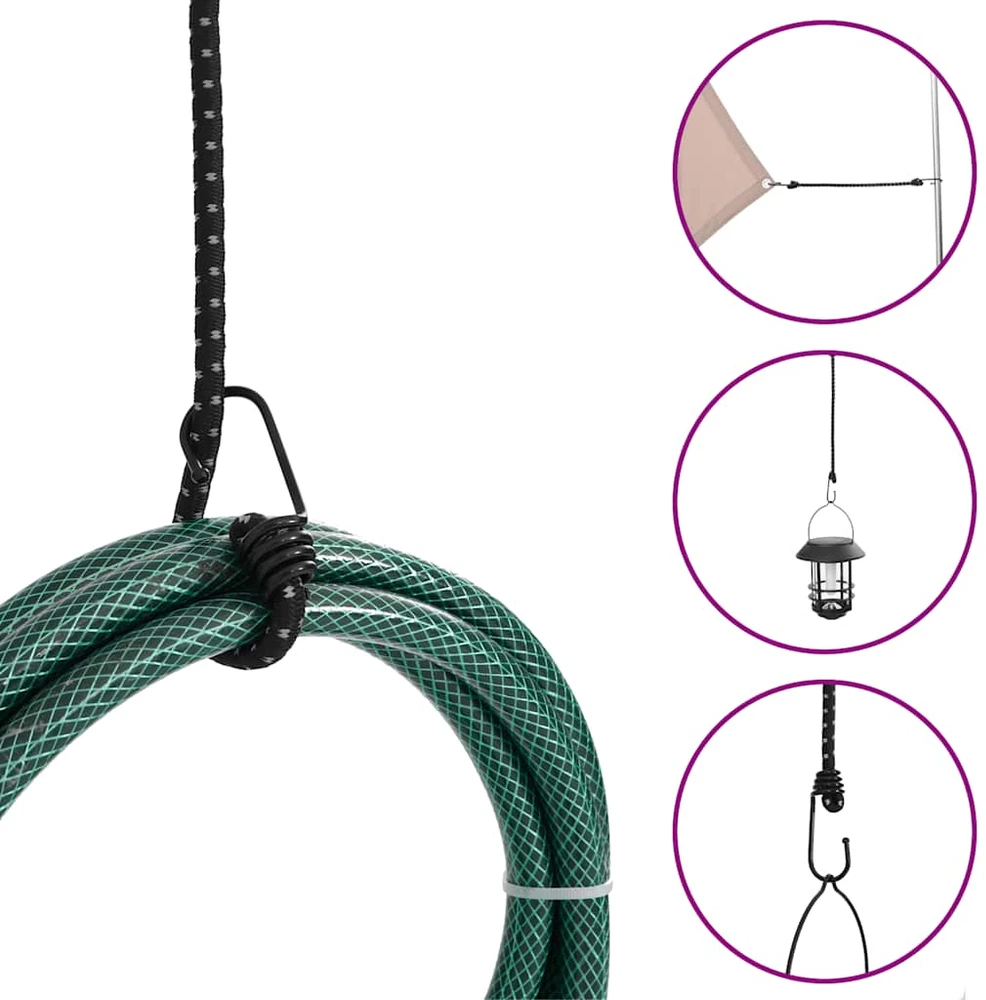 Bungee virvelės su juostelėmis ir kabliukais, 25vnt., 100cm