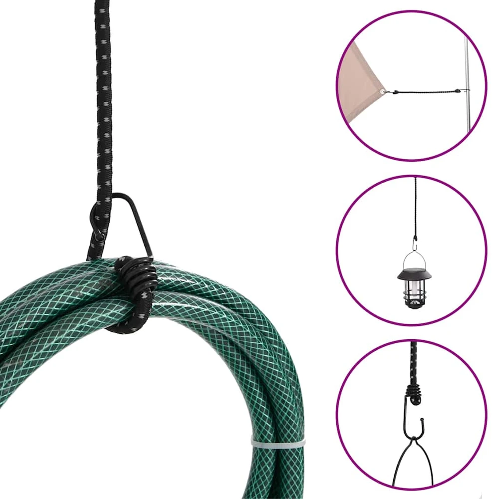 Bungee virvelės su juostelėmis ir kabliukais, 50vnt., 100cm