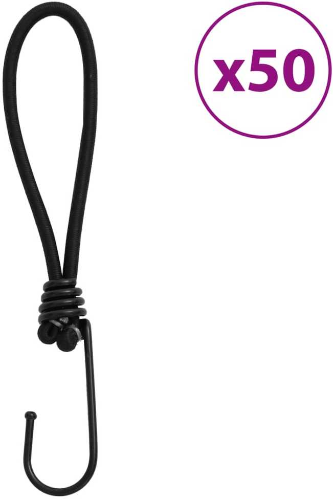 Bungee virvelės su kabliukais, 50vnt., 17cm