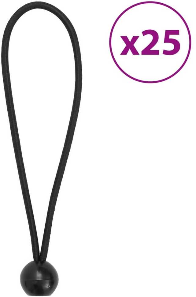 Bungee virvelės su kamuoliukais, 25vnt., 21x0,5cm
