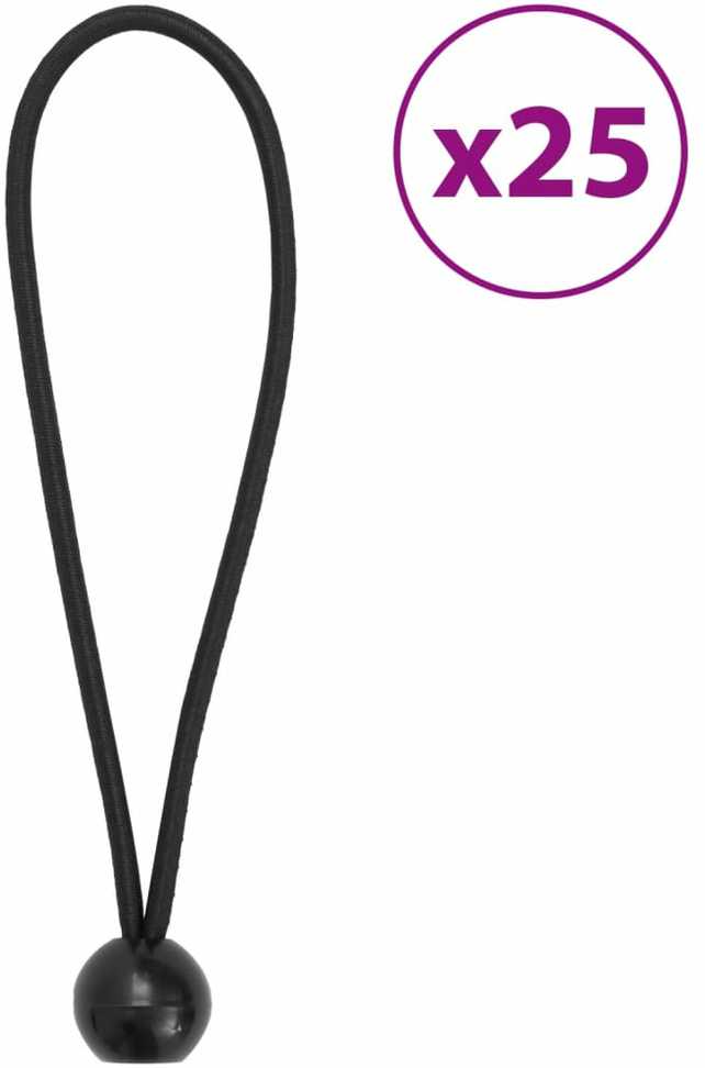 Bungee virvelės su kamuoliukais, 25vnt., 21x0,5cm