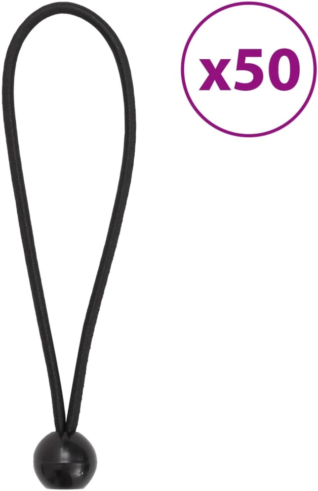 Bungee virvelės su kamuoliukais, 50vnt., 21x0,5cm