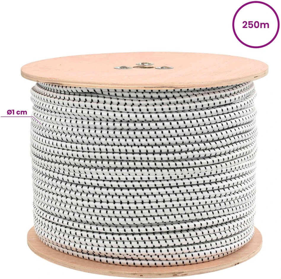 Bungee virvės 10 mm Juoda ir Balta PP ir guma