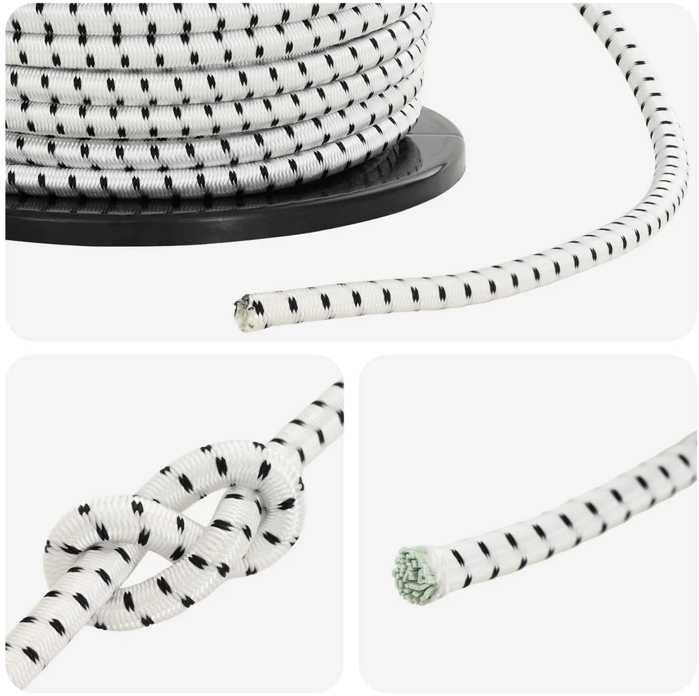 Bungee virvės 10 mm Juoda ir Balta PP ir guma