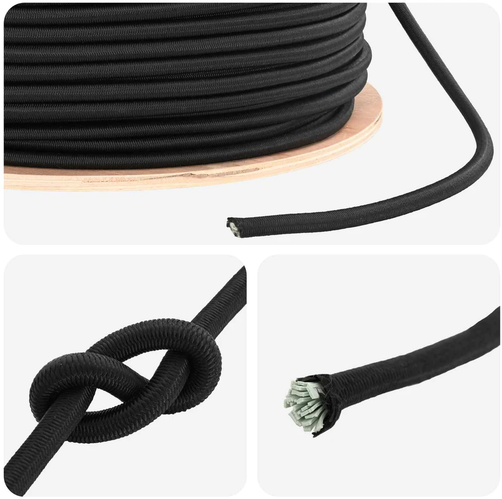 Bungee virvės 10 mm Juoda PP ir guma