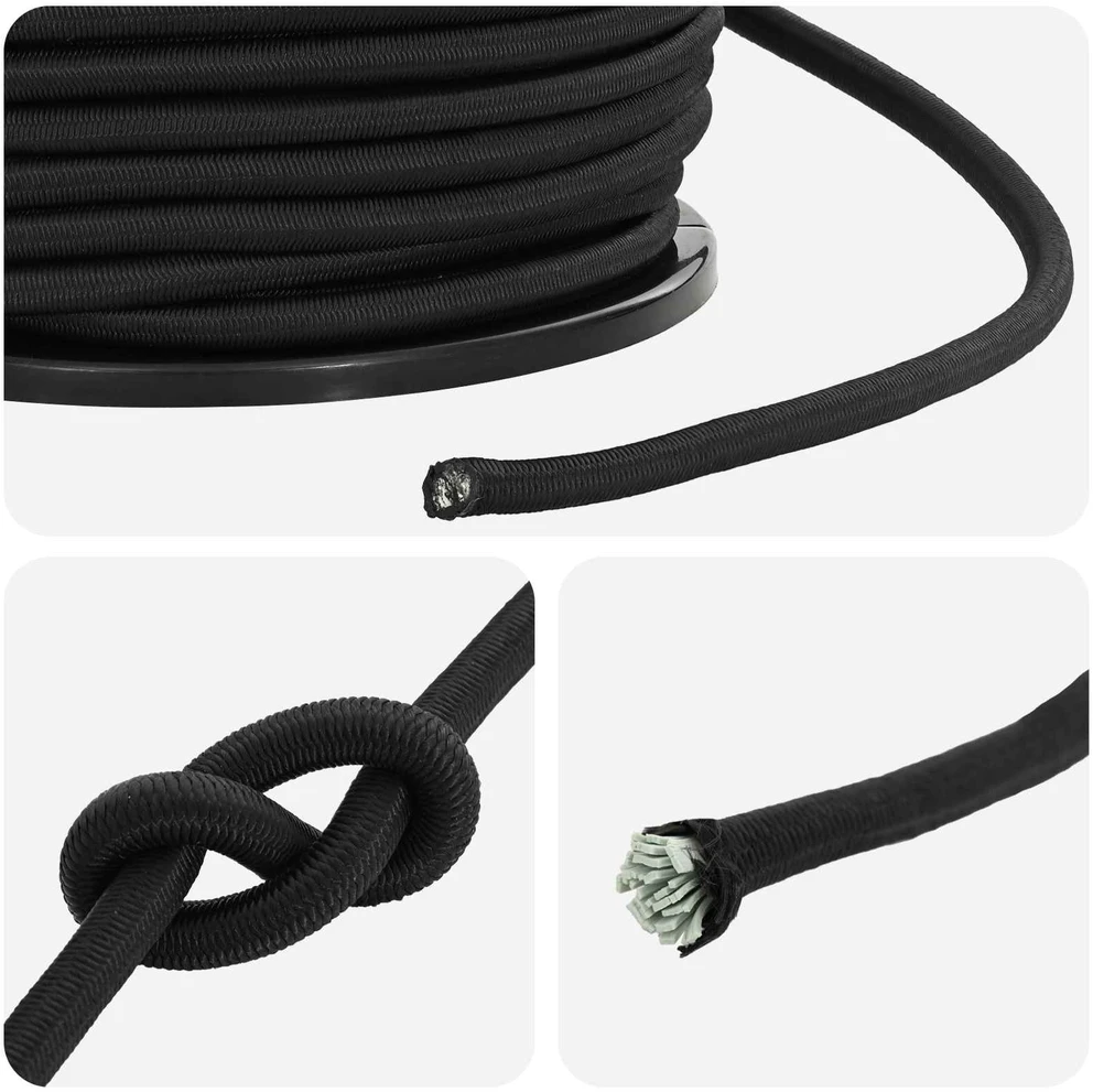 Bungee virvės 10 mm Juoda PP ir guma
