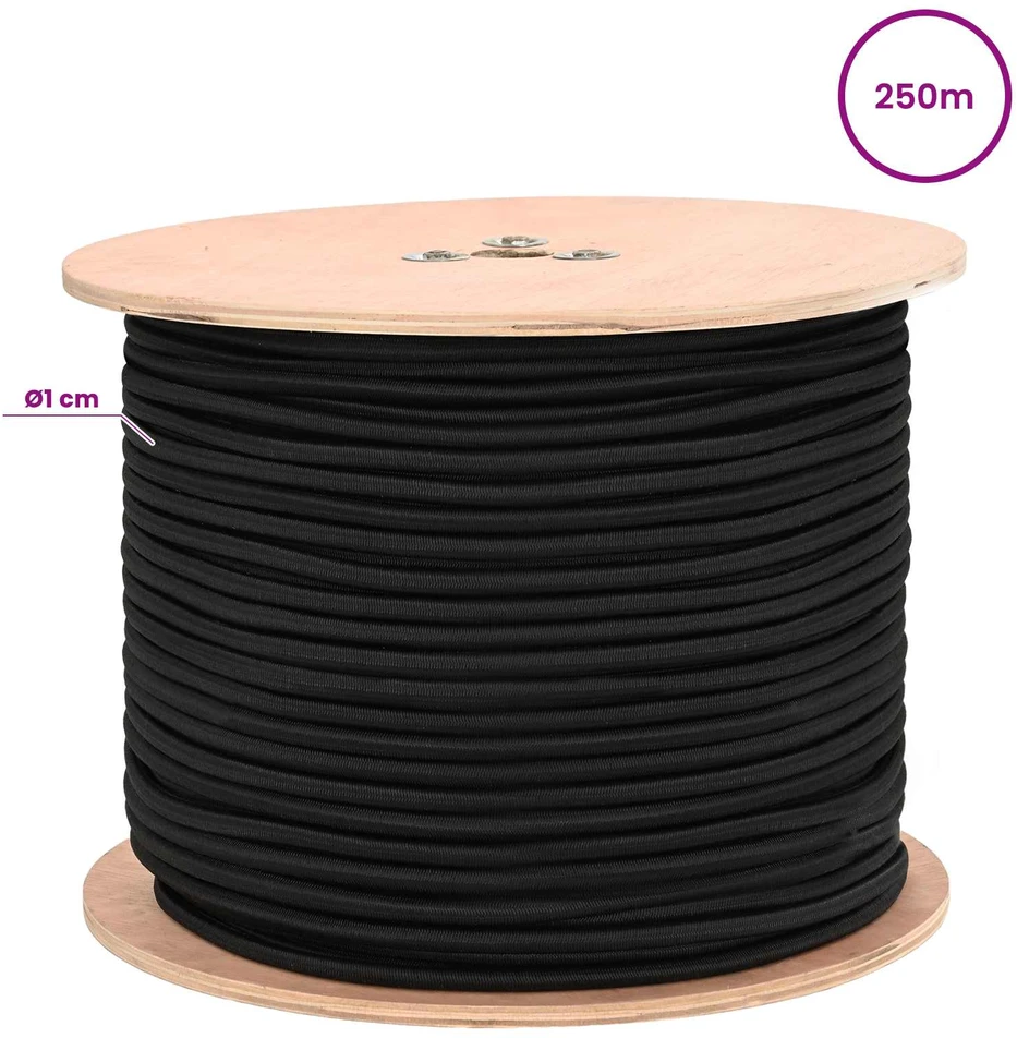 Bungee virvės 10 mm Juoda PP ir guma