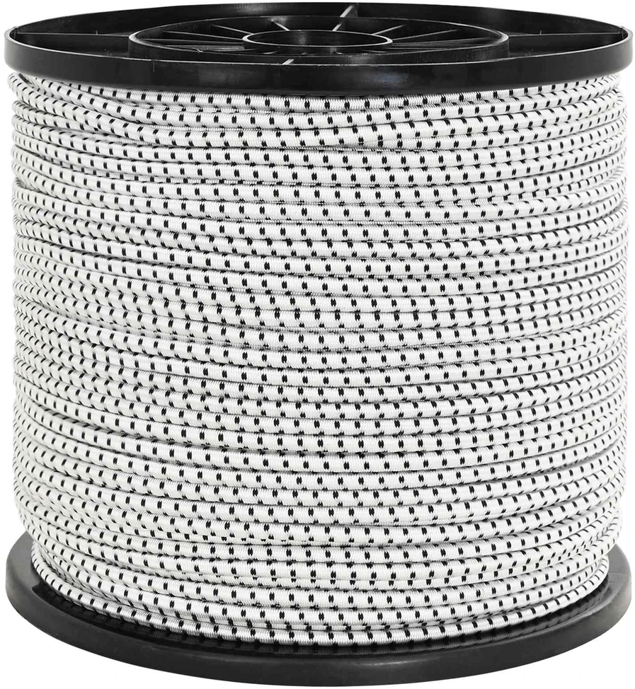 Bungee virvės 4 mm Juoda ir Balta PP ir guma