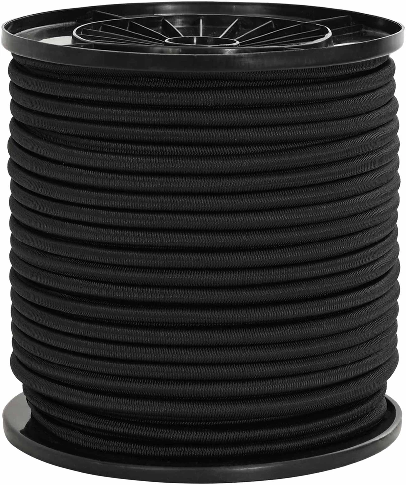 Bungee virvės 4 mm Juoda PP ir guma