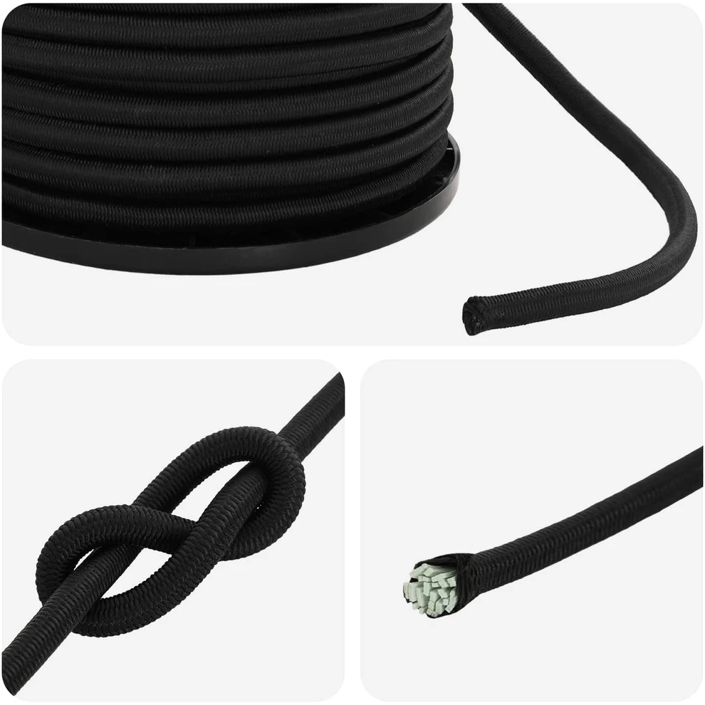 Bungee virvės 6 mm Juoda PP ir guma