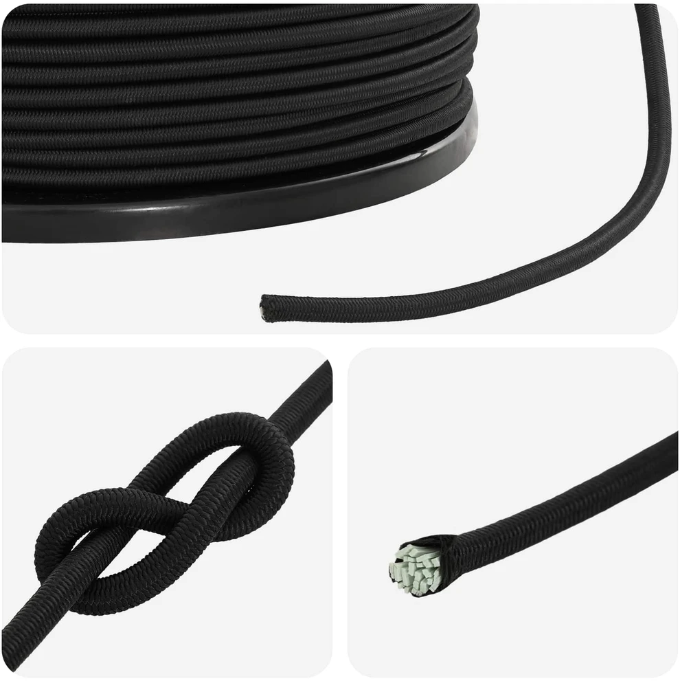 Bungee virvės 6 mm Juoda PP ir guma