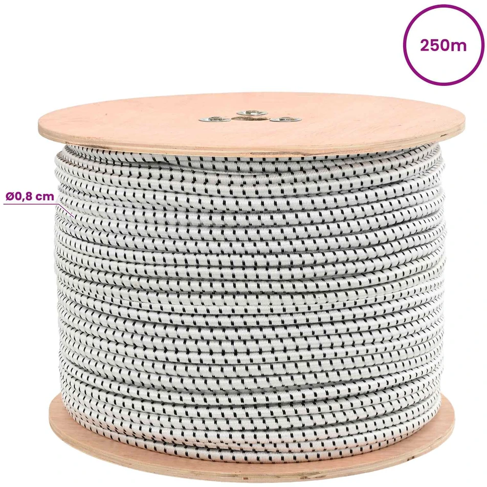 Bungee virvės 8 mm Juoda ir Balta PP ir guma