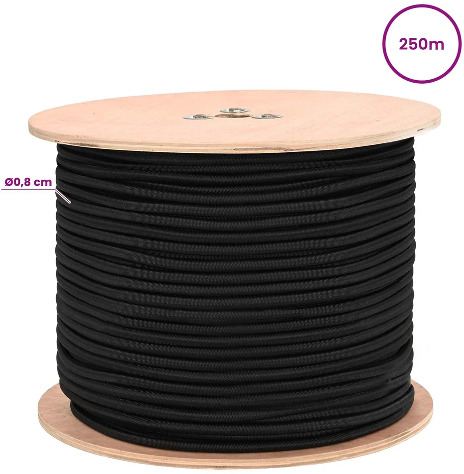 Bungee virvės 8 mm Juoda PP ir guma
