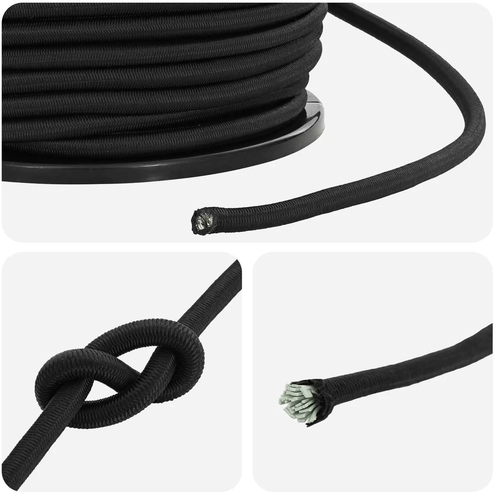Bungee virvės 8 mm Juoda PP ir guma
