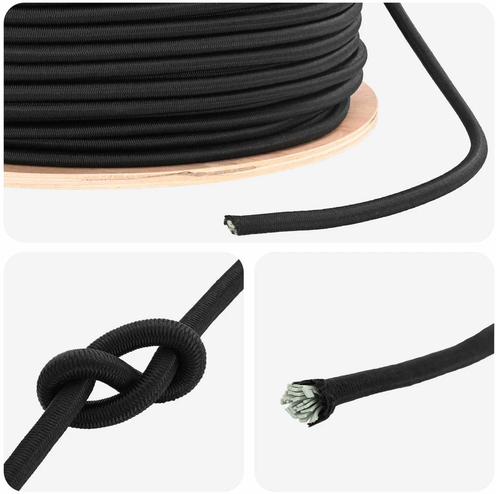 Bungee virvės 8 mm Juoda PP ir guma