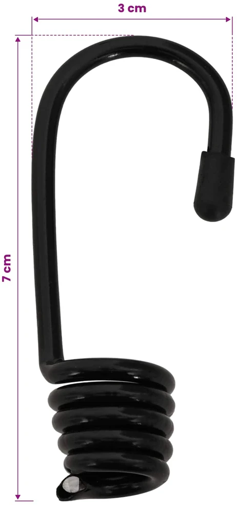 Bungee virvės su kabliukais 4 mm Juoda ir Balta PP ir guma