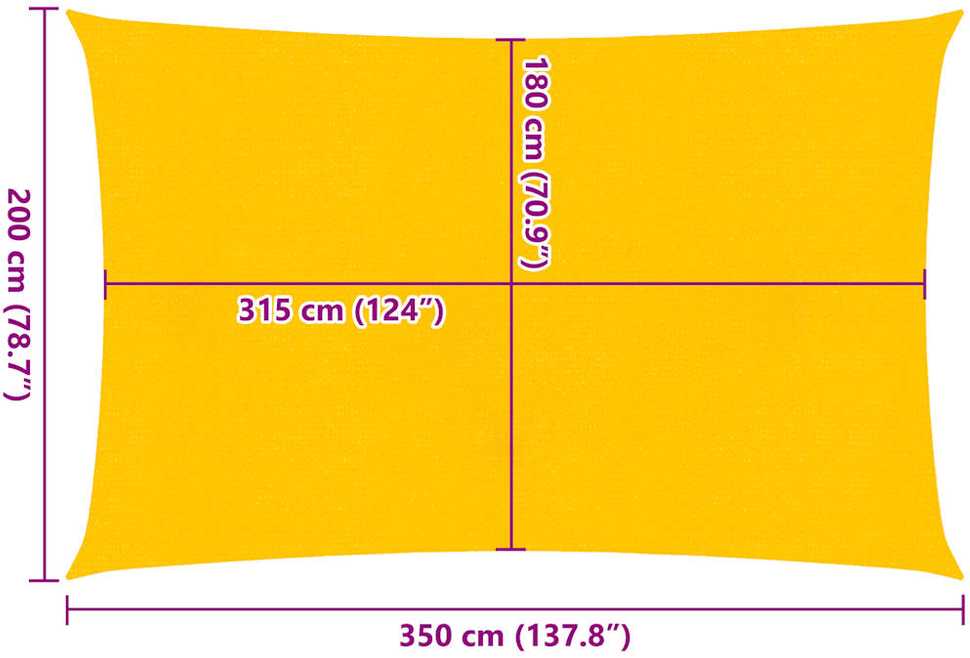 Burė nuo saulės, geltonos spalvos, 2x3,5m, HDPE, 160g/m²
