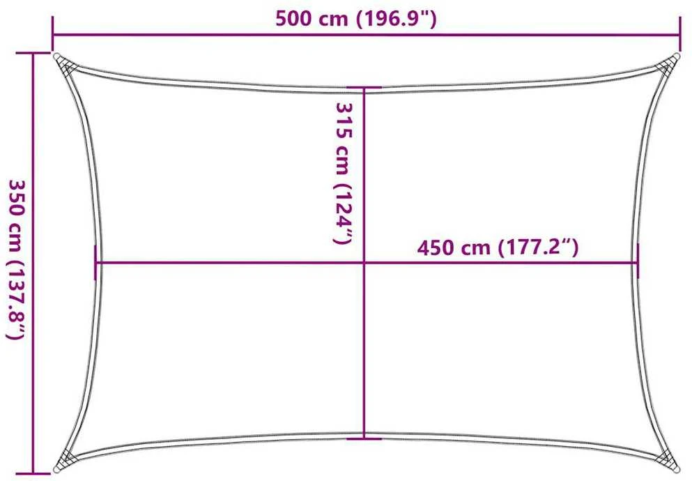 Burė nuo saulės, geltonos spalvos, 3,5x5m, HDPE, 160g/m²