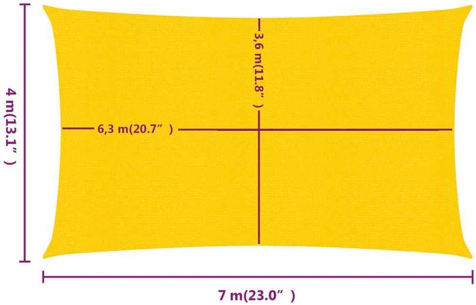 Burė nuo saulės, geltonos spalvos, 4x7m, HDPE, 160g/m²