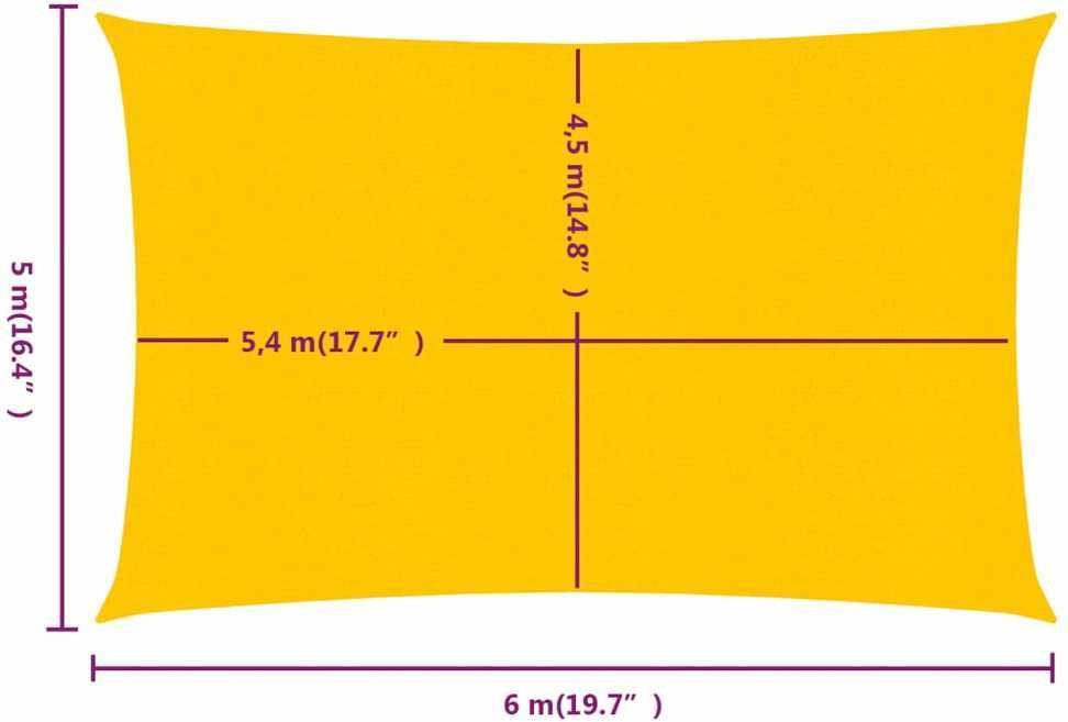 Burė nuo saulės, geltonos spalvos, 5x6m, HDPE, 160g/m²