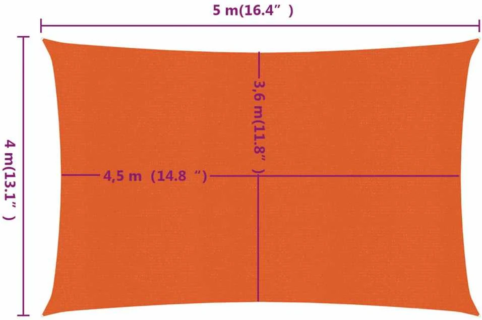 Burė nuo saulės, oranžinės spalvos, 4x5m, HDPE, 160g/m²