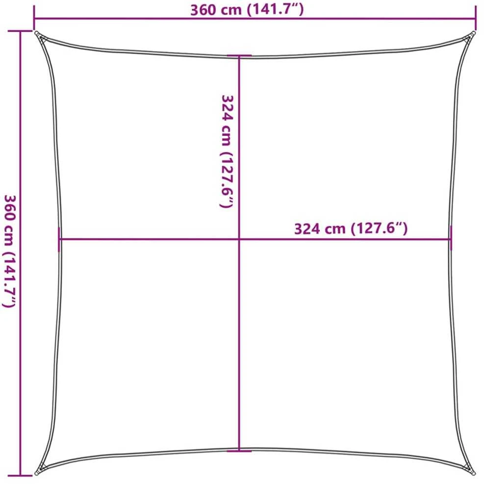 Burė nuo saulės, smėlio, 3,6x3,6m, HDPE, 160g/m², kvadratinė