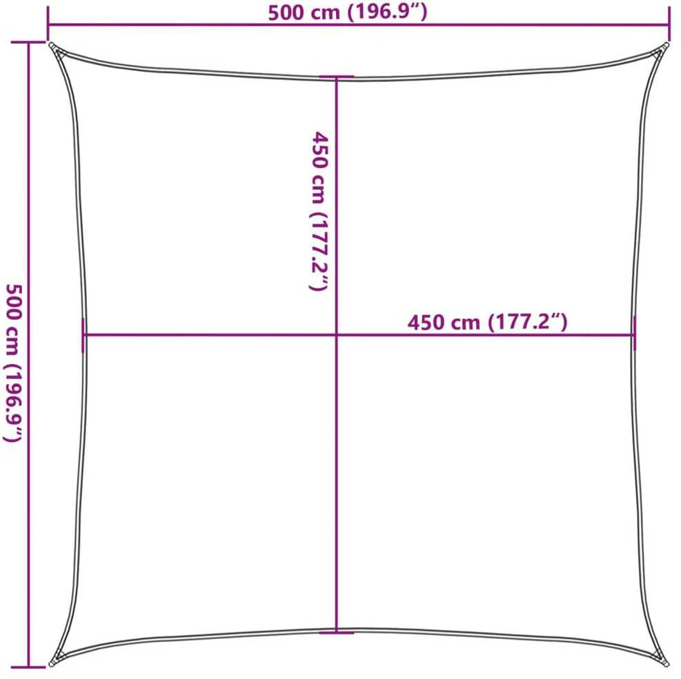 Burė nuo saulės, smėlio, 5x5m, HDPE, 160g/m², kvadratinė