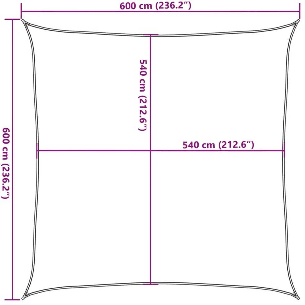 Burė nuo saulės, smėlio, 6x6m, HDPE, 160g/m², kvadratinė