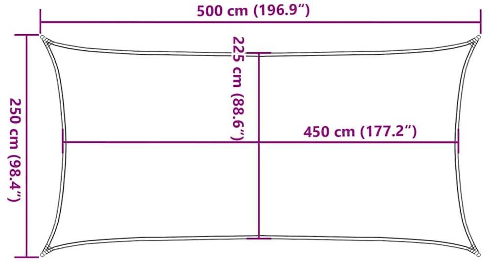 Burė nuo saulės, šviesiai siva, 2,5x5m, HDPE, 160g/m²
