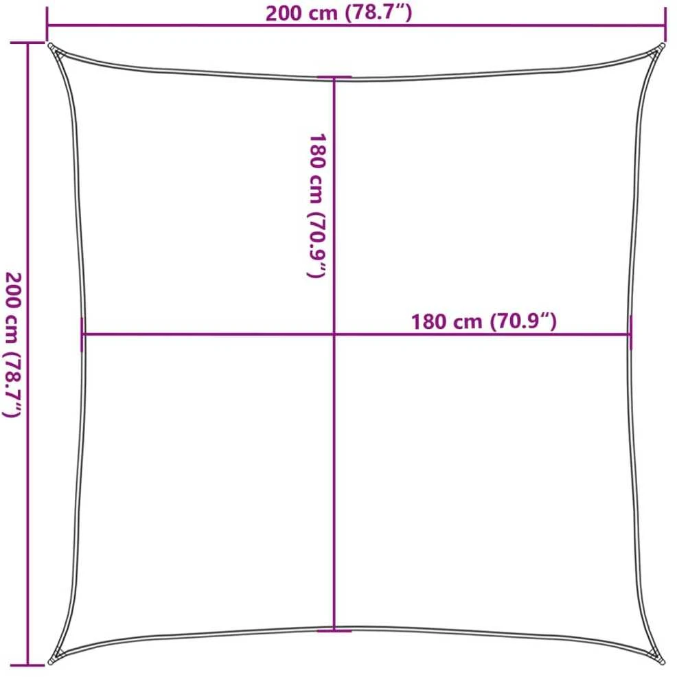 Burė nuo saulės, šviesiai siva, 2x2m, HDPE, 160g/m², kvadratinė
