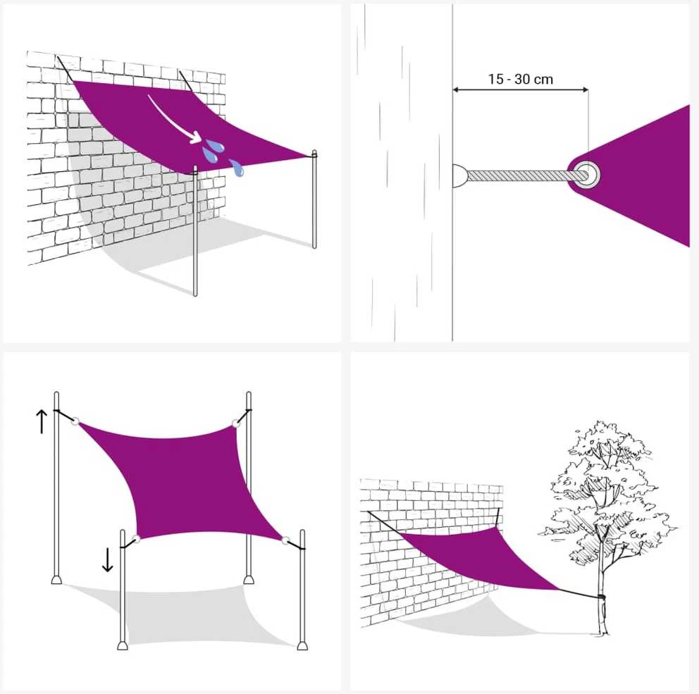 Burė nuo saulės, šviesiai siva, 6x7m, HDPE, 160g/m²